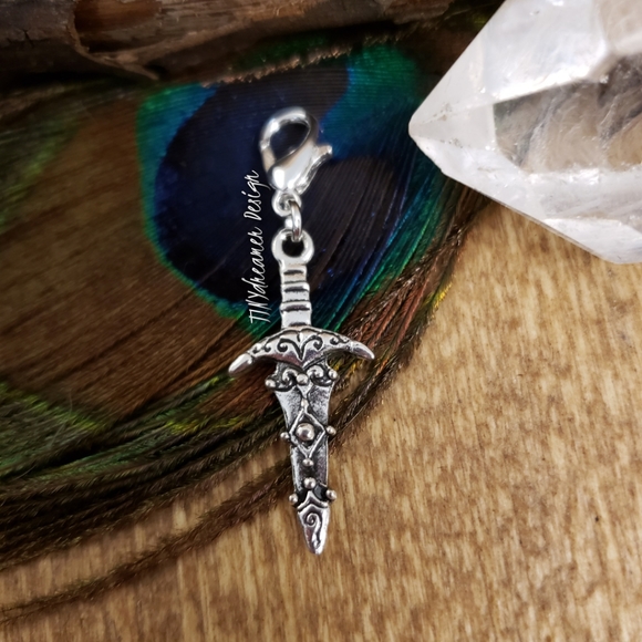 Silver Dagger Charm Knife Blade Sword Charm ~Nordic~Fantasy~Protection~Berserker - Picture 9 of 10